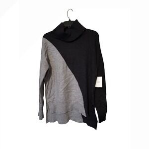 Ellen‎ Tracy Gray Black Color Block Knit Sweater Long Sleeve Sweater Top S